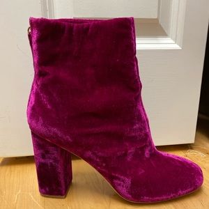Joie Saleema Pink Velvet High Heel Boots